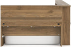 Signature Design by Ashley Deanlow Bookcase Storage Bed, Replicated Walnut Wood-Look Platform, Mid-Century Modern Casual Style, Integrated Bookshelf Side Rails, Honey Brown, Twin