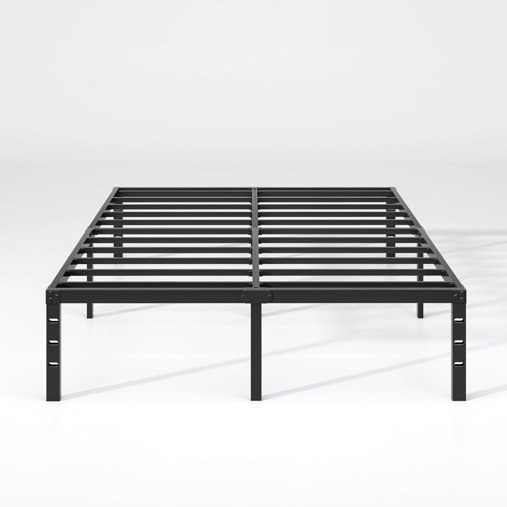NEW JETO Metal Bed Frame,Queen Size Bed Frame with Storage Space,Heavy Duty Sturdy Mattress Foundation,Easy Assembly,No Box Spring Needed, Black,14 Inch,Queen