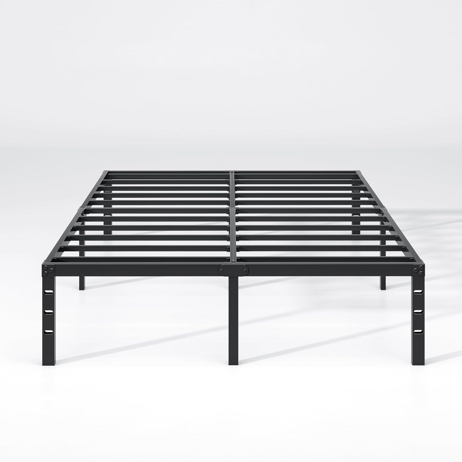 NEW JETO Metal Bed Frame,Queen Size Bed Frame with Storage Space,Heavy Duty Sturdy Mattress Foundation,Easy Assembly,No Box Spring Needed, Black,14 Inch,Queen