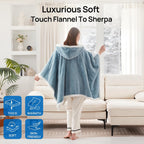 Westinghouse Wearable Heated Throw Blanket, Electric Heated Wrap Poncho Shawl with Pockets, 6 Heating Levels & 2-10 Auto Shut-Off, 50 x 60 Inch, Gift for Family, Friends, Machine Washable, Light Blue