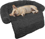 GGIB Cooling Dog Bed Mat with Bolster Pillow Washable Dog Couch Cover Breathable Summer Pet Couch Bed Protector Indoor(Large, Cooling Grey)