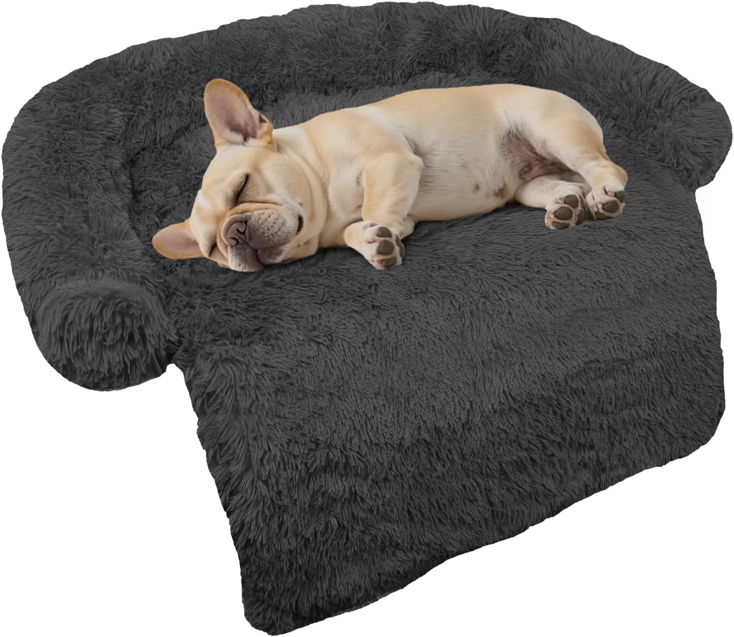GGIB Cooling Dog Bed Mat with Bolster Pillow Washable Dog Couch Cover Breathable Summer Pet Couch Bed Protector Indoor(Large, Cooling Grey)