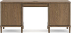 Signature Design by Ashley Roanhowe Contemporary 68" Home Office Desk with 6 Felt-Lined Drawers, USB Charging Ports and Cord Management, Dark Brown