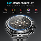 2026 Rotating Bezel Smart Watch for Men with Bluetooth Call, Heart Rate, Blood Pressure, SpO2, Sleep Monitor, Waterproof Round Watch with Encoder Knob, 1.32" AMOLED Display, Compatible Android and iOS