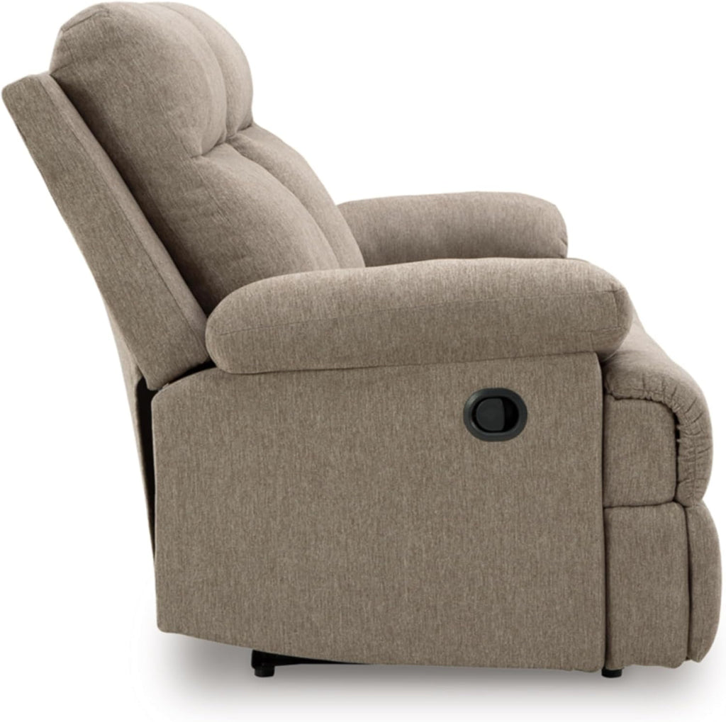 Signature Design by Ashley Reclining Sofa with Drop Down Table and USB Charging, Yarrow Lane Yarrow Lane Collection, Manual Pull Tab, Chenille Fabric for Living Room Comfort, Mocha Brown, 86" W