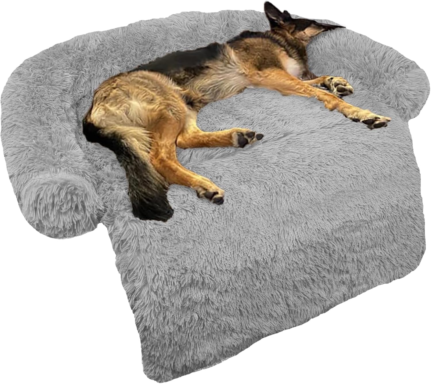 GGIB Cooling Dog Bed Mat with Bolster Pillow Washable Dog Couch Cover Breathable Summer Pet Couch Bed Protector Indoor(Large, Cooling Grey)