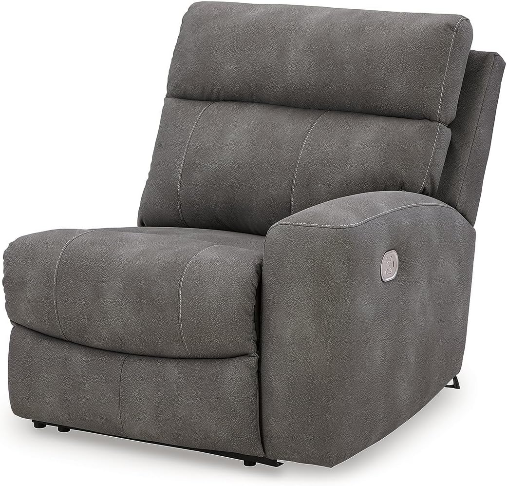Signature Design by Ashley Contemporary Next-Gen DuraPella L-Shape Symmetrical Faux Leather 5-Piece Power Reclining Sectional with Adjustable Headrest and USB Charging Ports, Gray