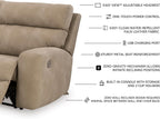 Signature Design by Ashley Next-Gen DuraPella 6-Piece Power Reclining Sectional, Zero Gravity Comfort and Adjustable Headrests, L-Shaped Faux Leather Modular Design for Living Rooms, Sand, 132" W