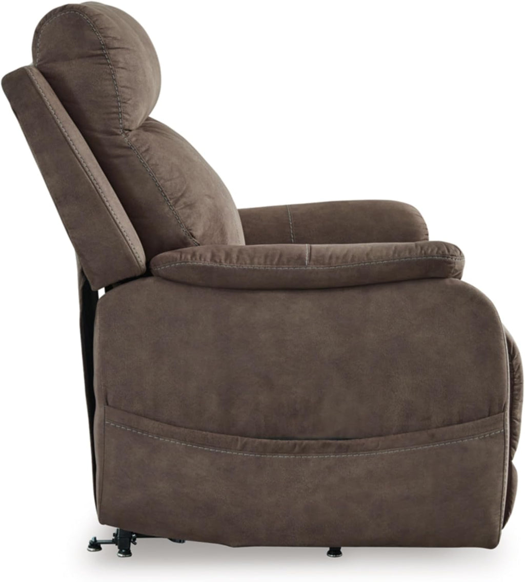 Signature Design by Ashley Crestmeade Modern Dual Motor Power Lift Recliner with Adjustable Backrest, USB Ports, Heat and Massage Function, Dark Brown