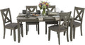 Signature Design by Ashley Caitbrook Rustic 7-Piece Dining Set – Rectangular Table with 6 X-Back Upholstered Chairs, Gray