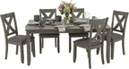 Signature Design by Ashley Caitbrook Rustic 7-Piece Dining Set – Rectangular Table with 6 X-Back Upholstered Chairs, Gray