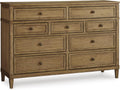Signature Design by Ashley Sharlance Transitional 9-Drawer Dresser with Felt-Lined Top Drawers, Warm Brown