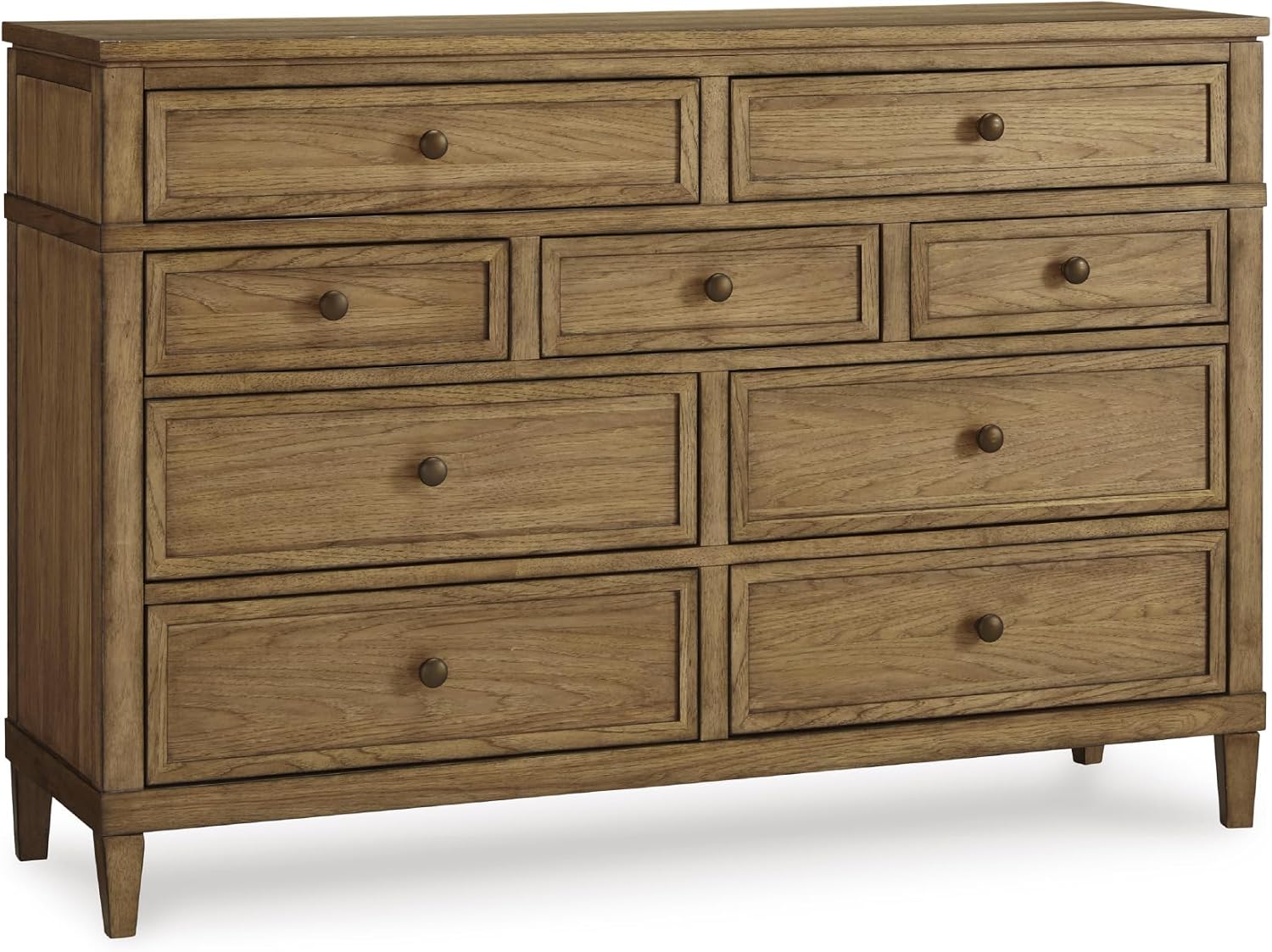 Signature Design by Ashley Sharlance Transitional 9-Drawer Dresser with Felt-Lined Top Drawers, Warm Brown