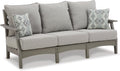 Signature Design by Ashley Visola 80"W 3-Seat Outdoor Patio Sofa, HDPE Wood Look, Couch with Performance Cushions for Deck Furniture, Gray