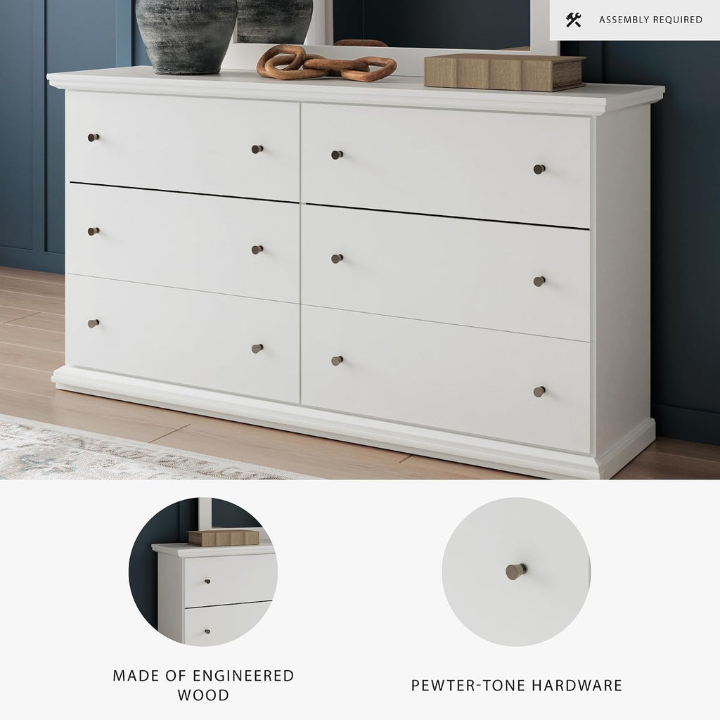 Signature Design by Ashley Bostwick Shoals Children's Traditional 6 Drawer Dresser, White