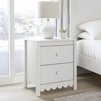 Signature Design by Ashley White Nightstand with 2 Drawers, Hallityn Scalloped Design, Engineered Wood Construction, Storage for Cottage Bedrooms, White, 22" W