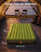iDOO Portable Camping Essentials Mattress, 10" Queen Air Mattress with Cordless Rechargeable Pump, 2-in-1 Fast Inflation, Built-in LED Light, USB Charging, Retractable Camping Cot Sleeping Pad
