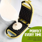 Tasty Mini Nonstick Waffle Maker, Perfect for Individual Waffles, Hash Browns, Brownies and more, Quick Results, Easy Clean Up, 600W, Yellow