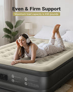 iDOO Air Mattress Queen with Built in Pump, 18 Raised Comfort Blow up Mattress, Inflatable Mattress for Home and Guest Bed, Upgraded Support Structure Portable Air Bed, Colchon Inflable, 650 lbs Max