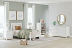 Signature Design by Ashley Hallityn Twin Panel Platform Bed, Casual Scalloped Bed Frame, Engineered Wood, for Kids and Youth Bedrooms, Matte White