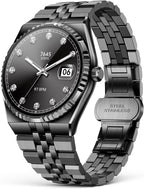 Luxury Smart Watch with Bluetooth Calls, Heart Rate/Blood Pressure/Blood Oxygen/Sleep Monitor, 1.32" AMOLED Display, 160+ Sports Modes, IP68 Waterproof, Compatible with iOS Android for Men Women Black