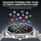 SOUYIE GPT AI Luxury Smart Watch, 24/7 Heart Rate, Blood Oxygen, Blood Pressure, Sleep Monitor, Waterproof Smartwatch, 1.19-inch AMOLED 44mm, 107 Sports Modes, Compatible Android and iOS Silver Black