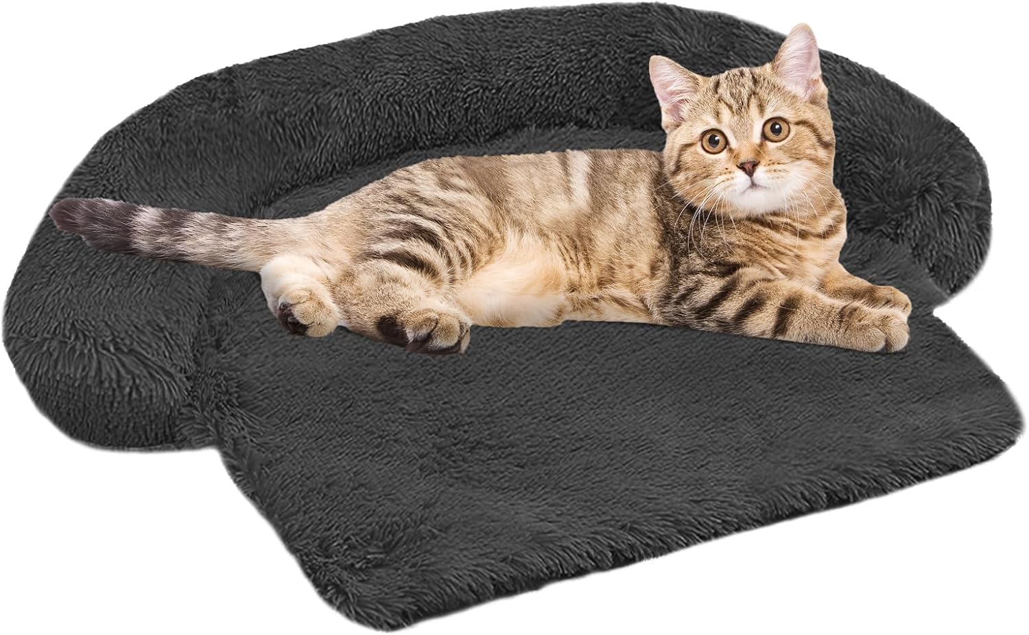GGIB Cooling Dog Bed Mat with Bolster Pillow Washable Dog Couch Cover Breathable Summer Pet Couch Bed Protector Indoor(Large, Cooling Grey)