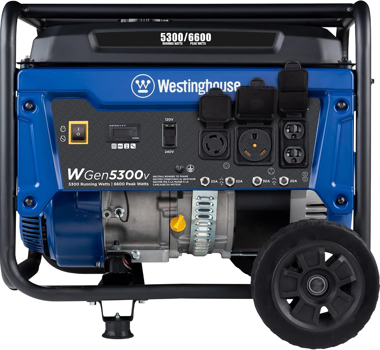 Westinghouse 6600 Peak Watt Home Backup Portable Generator, Transfer Switch Ready 30A Outlet, RV Ready 30A Outlet