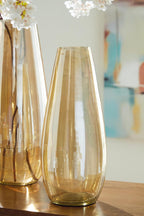Signature Design by Ashley Rhettman Farmhouse Indoor/Outdoor 16" Glass Tabletop Vase, Light Brown