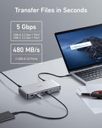 Anker Docking Station (DL6350), 10-Port Triple Display with Displaylink, Docking Station with Dual HDMI and DisplayPort for Windows Laptops, MacBook Air/Pro and More