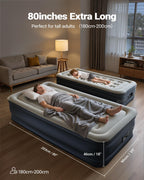 iDOO Twin XL Air Mattress Built in Pump, Upgraded Inflatable Blow up Mattress, 2-Min Twin Size Air Mattress for Home Guest, 80'' Extra Long Air Bed with Carry Bag, Colchon Inflable