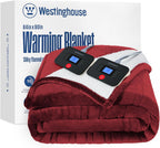 Westinghouse Electric Blanket Queen, Heated Blanket Queen Size with 10 Heating Levels and 1 to 12 Hours Heating Time Settings, Flannel to Sherpa Reversible, Machine Washable (84" x 90", Red)