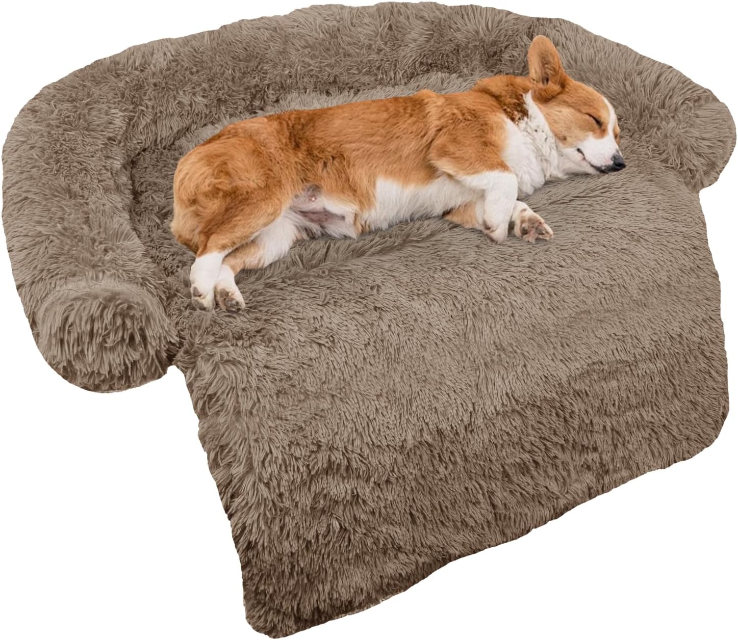 GGIB Cooling Dog Bed Mat with Bolster Pillow Washable Dog Couch Cover Breathable Summer Pet Couch Bed Protector Indoor(Large, Cooling Grey)