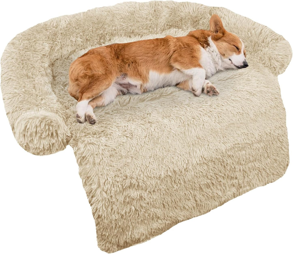 GGIB Cooling Dog Bed Mat with Bolster Pillow Washable Dog Couch Cover Breathable Summer Pet Couch Bed Protector Indoor(Large, Cooling Grey)