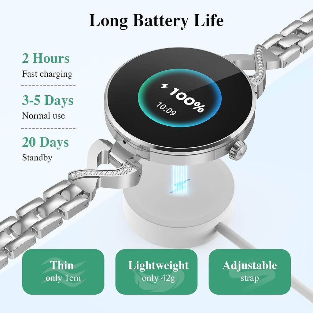 Smart Watches for Women, Answer/Make Call, 1.04'' AMOLED, 24H Sleep Tracker, Fitness Tracker with Heart Rate/Blood Pressure/SpO2/Stress Monitor, 100+ Sport Modes Waterproof Smartwatch for IOS/Android