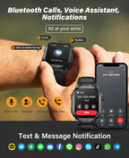 SOUYIE Military Smart Watch for Men Answer/Make Call, 2.02" Outdoor Sport Smartwatch with Flashlight, Heart Rate Blood oxygen Blood Pressure Sleep, 100+ Sport Modes Fitness Tracker for Android and iOS
