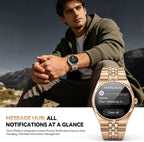 Business Luxury Smartwatch, 1.32" AMOLED HD Screen, Bluetooth 5.4 Calls, Stainless Steel Strap, 160+ Sports Modes, Fitness Watch with Heart Rate/SpO2/Sleep/Blood Pressure Monitor, iOS and Android Gold