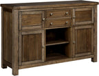 Signature Design by Ashley Moriville Dining Server, Rustic Sideboard Buffet Cabinet, 56" W, Grayish Brown, Storage for Kitchen & Dining Room