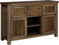 Signature Design by Ashley Moriville Dining Server, Rustic Sideboard Buffet Cabinet, 56" W, Grayish Brown, Storage for Kitchen & Dining Room