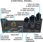Westinghouse 4650 Peak Watt Dual Fuel Portable Generator, RV Ready 30A Outlet, Gas & Propane Powered, CO Sensor