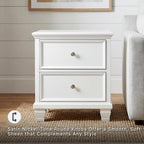 Signature Design by Ashley Fortman White Nightstand, 2 Drawer Storage, Hardwood Solids and MDF Construction, Traditional Wood Bedside Table, 25" W