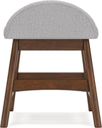 Signature Design by Ashley Lyncott Casual Upholstered Armless Home Office Desk Chair with Backless Design, Light Gray & Light Brown