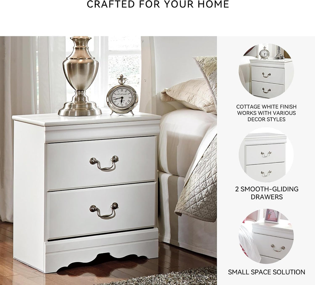 Signature Design by Ashley Anarasia Traditional Children's 2 Drawer Nightstand, 24.41" Tall, White