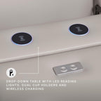 Signature Design by Ashley Boyington Contemporary Leather Match Power Reclining Sofa with USB Charging Ports, LED Lights and Adjustable Headrest, Light Gray