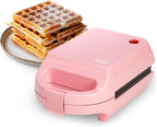 Tasty Mini Nonstick Waffle Maker, Perfect for Individual Waffles, Hash Browns, Brownies and more, Quick Results, Easy Clean Up, 600W, Pink
