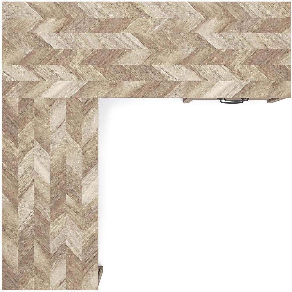 Signature Design by Ashley Battelle Scandinavian 60" Home Office Desk with Return, Drawer and Cabinet, Light Brown
