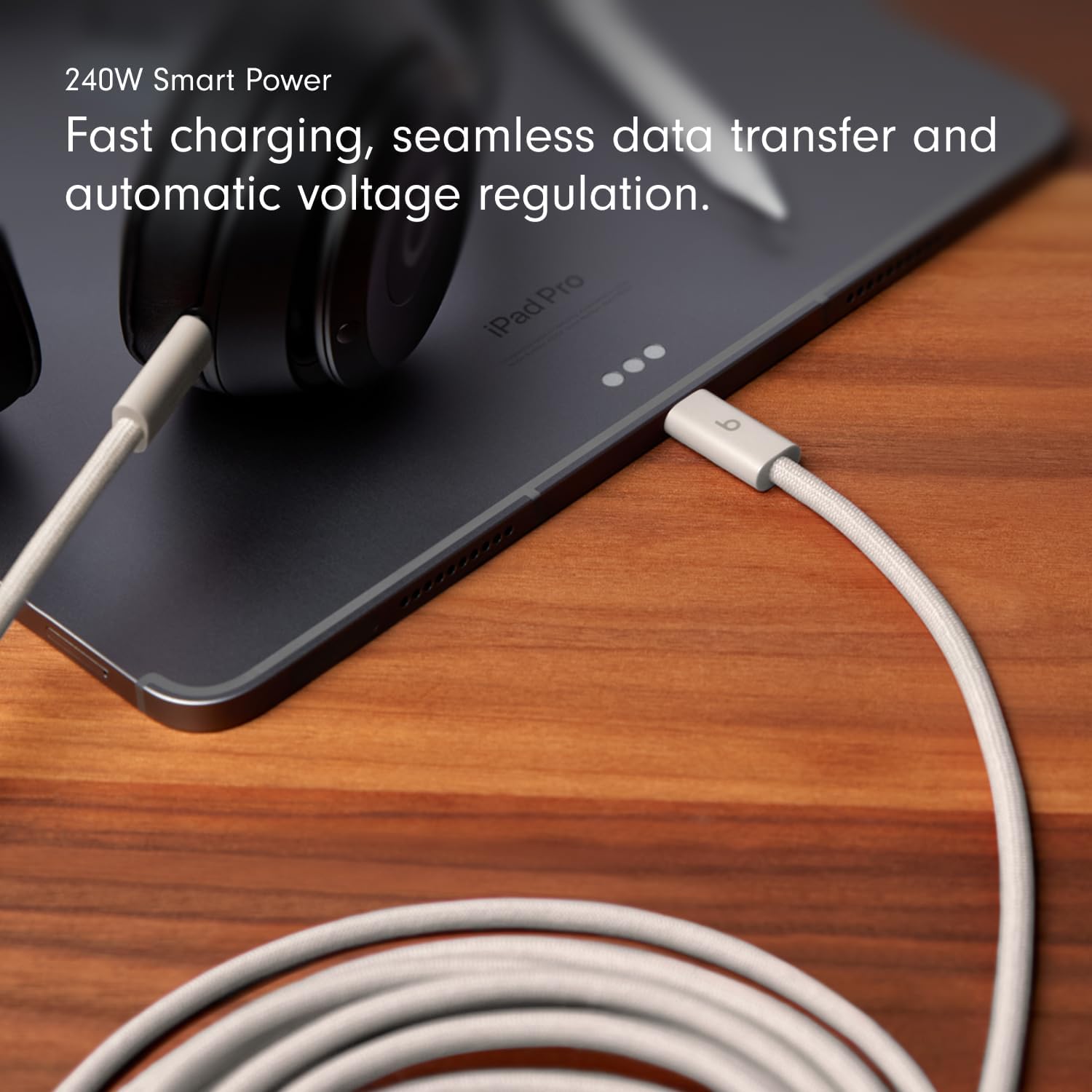 Beats 240W USB-C to USB-C Braided Cable, Fast Charging, Durable/Tangle Free, Compatible with Apple and Android Devices (3 m/10 ft) – Surge Stone