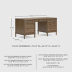 Signature Design by Ashley Roanhowe Contemporary 68" Home Office Desk with 6 Felt-Lined Drawers, USB Charging Ports and Cord Management, Dark Brown
