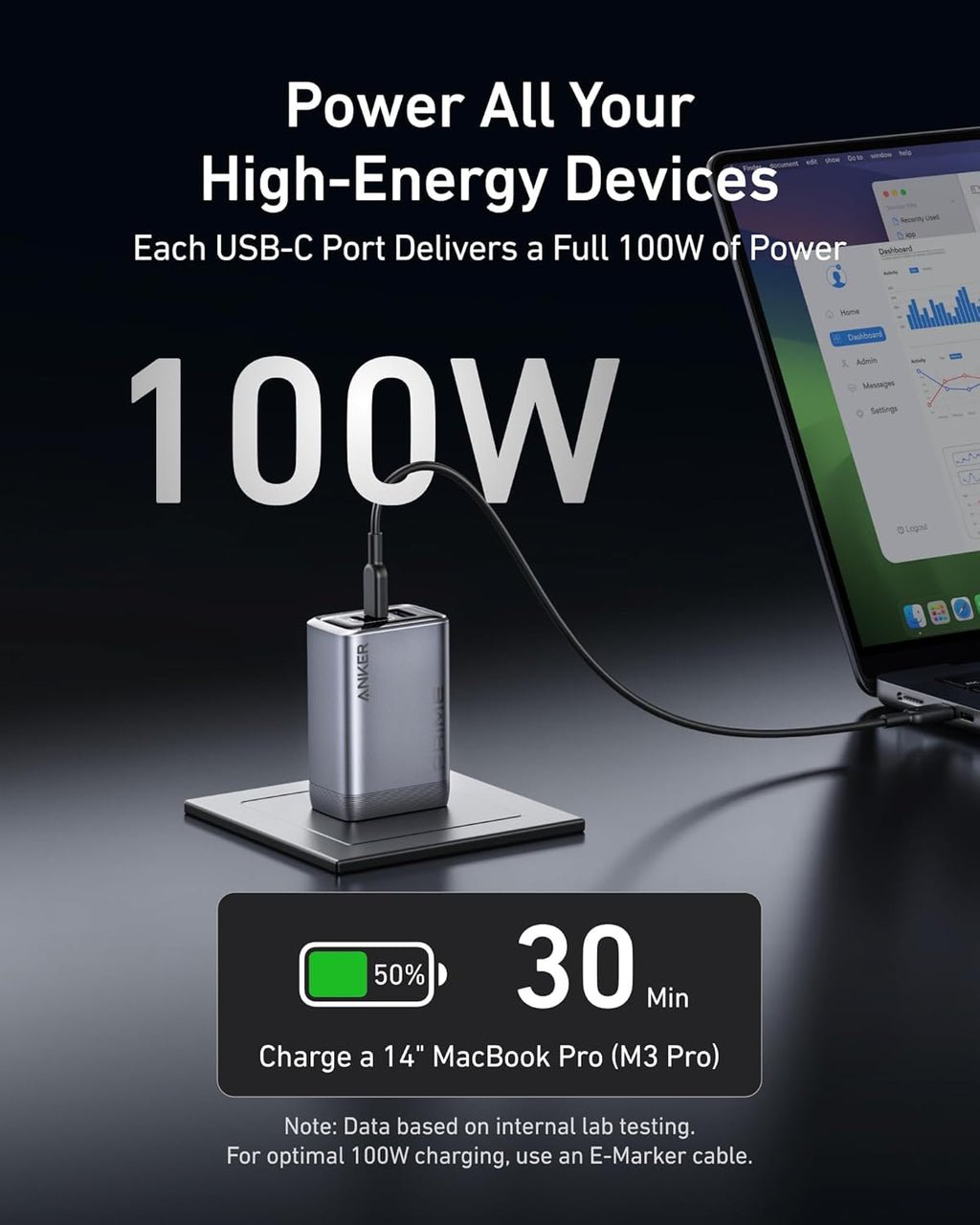 Anker Prime 100W 3-Port GaN USB C Charger Block, Fast Foldable Wall Charger | Fast Charging Wall Charger, Foldable and Compact for MacBook, iPad, iPhone 17 Series, Galaxy S24/S23, and More