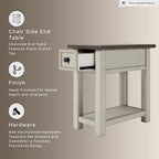 Signature Design by Ashley Bolanburg Chairside End Table With Charging Station, Two-Tone Wood Accent Table With Drawer Storage, Plank Top Design for Living Room or Bedroom, Antique White